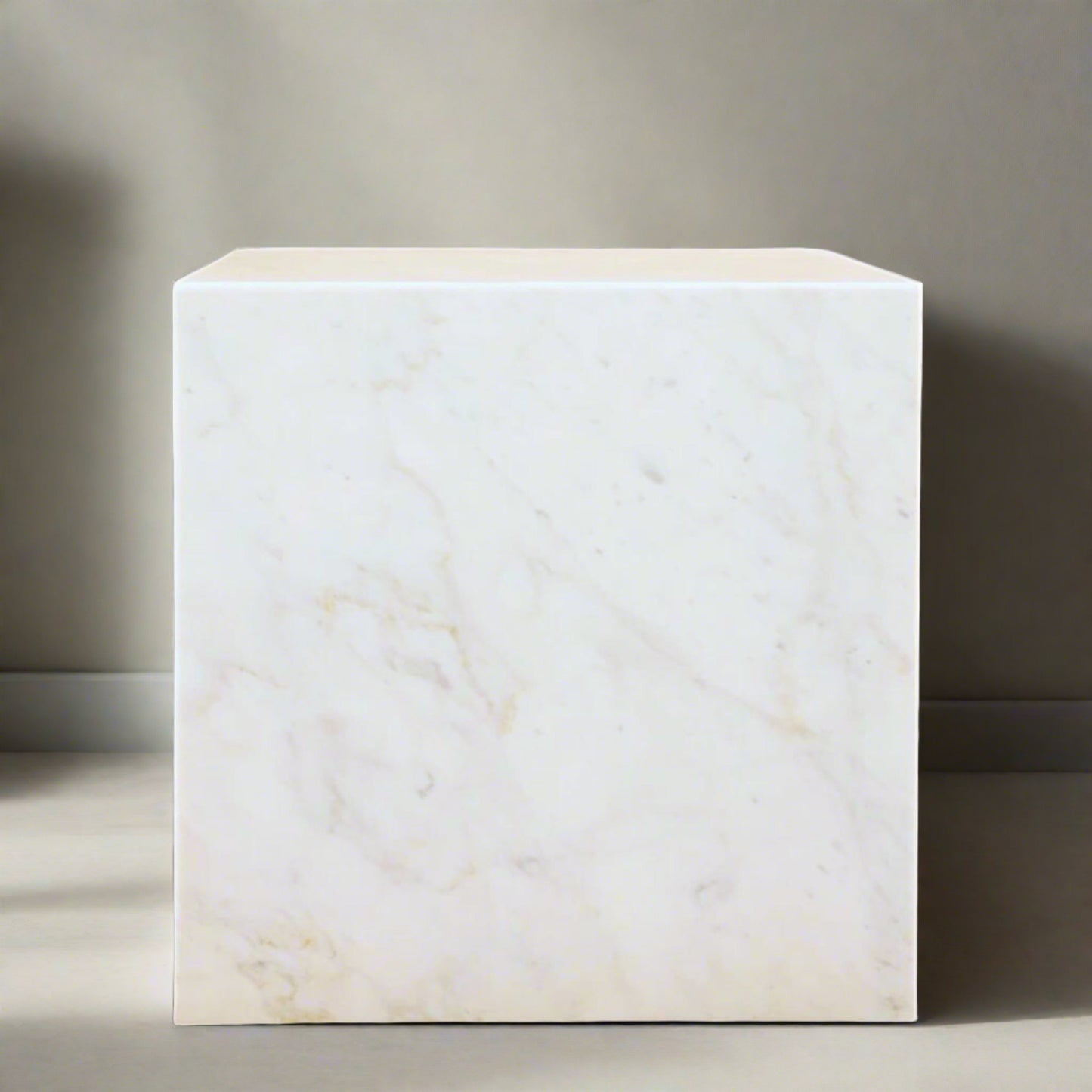 QUADRO ITALIAN CARRARA WHITE MARBLE SIDE TABLE - CASA DI ANDI