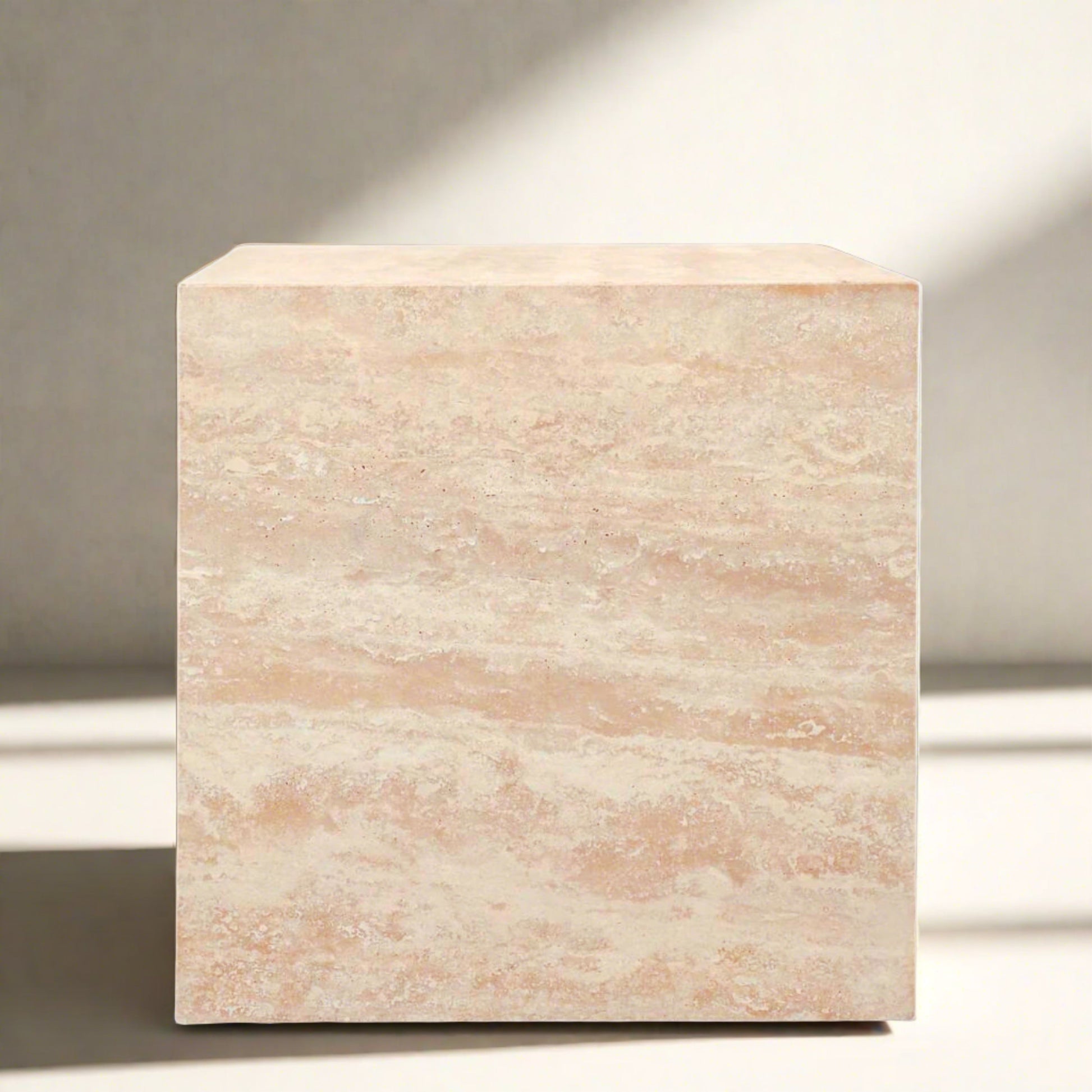 QUADRO TRAVERTINE MARBLE SIDE TABLE - CASA DI ANDI