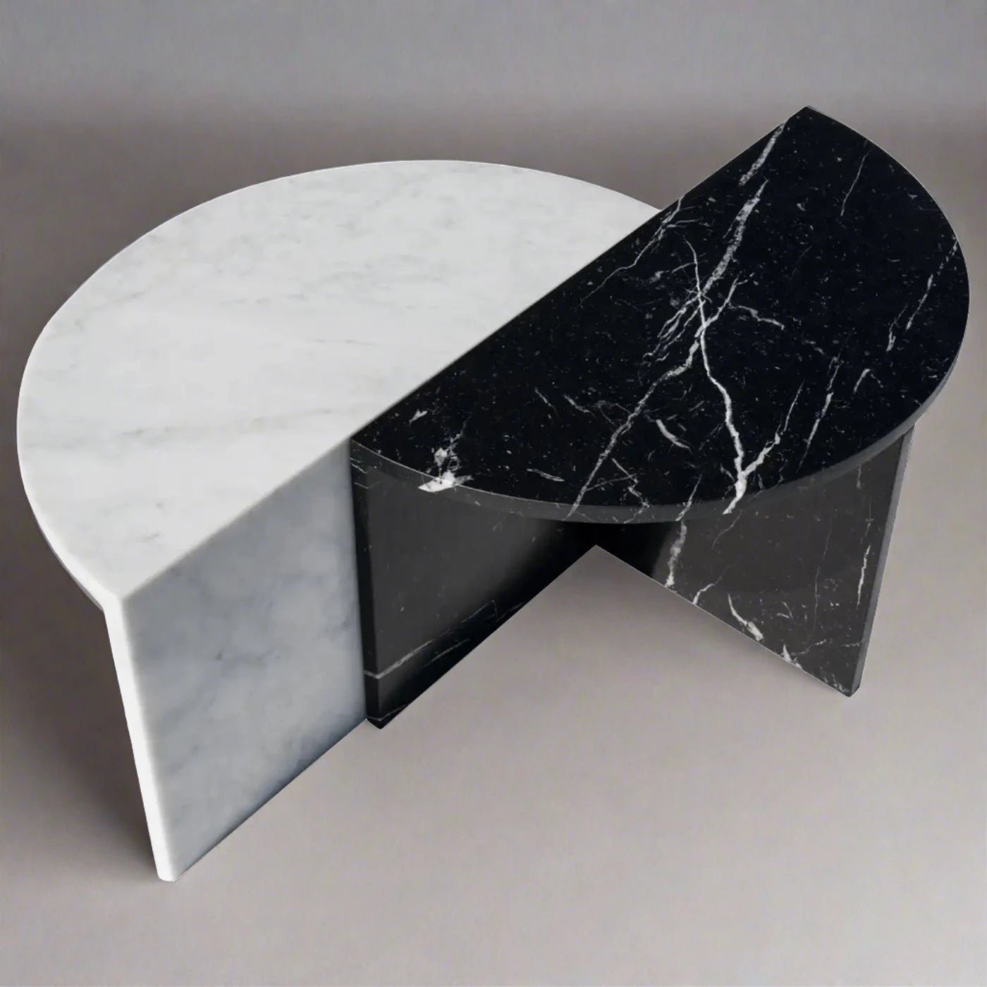 SEMILUNA BLACK AND WHITE MARBLE COFFEE TABLE TOP - CASA DI ANDI