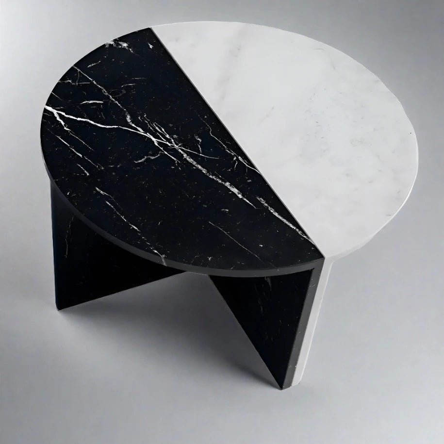 SEMILUNA BLACK AND WHITE MARBLE COFFEE TABLE - CASA DI ANDI